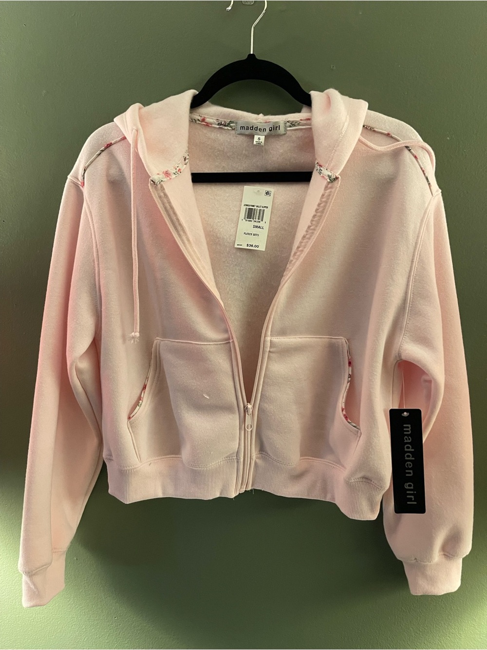 Madden Girl Light Pink Zip-Up Hooded Bomber Jacket